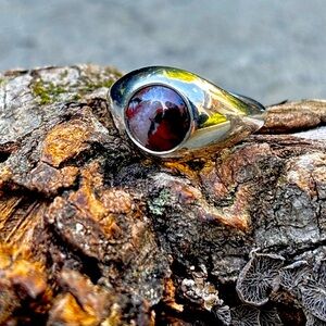 Iris ring, Evil eye ring, Brecciated Jasper, size 6-6.5, silver